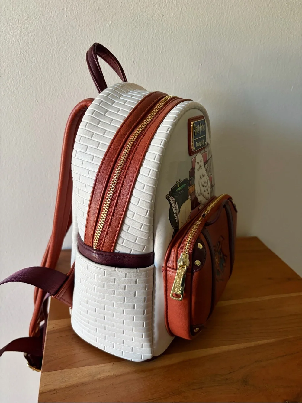 Loungefly White and Brown Harry Potter Owl Mini Backpack